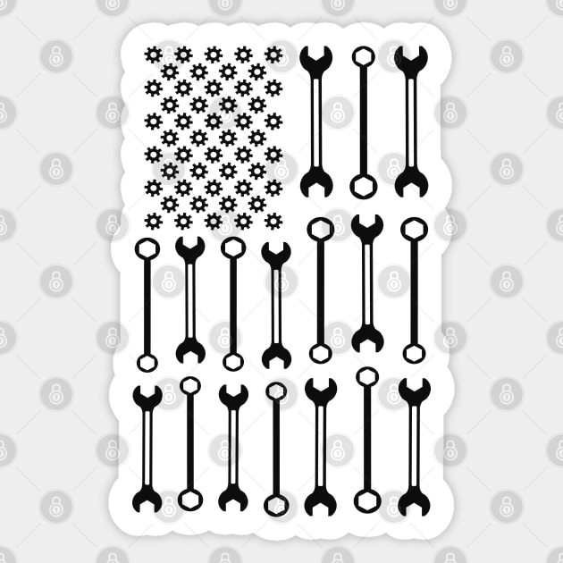 Mechanic in American Flag Sticker by KC Happy Shop